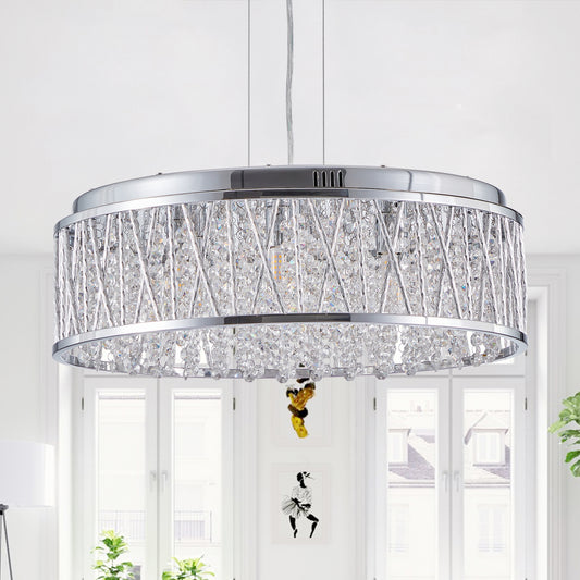 Lustrella - Modern Crystal Pendant Ceiling Light, 18.9-Inch Flush Mount