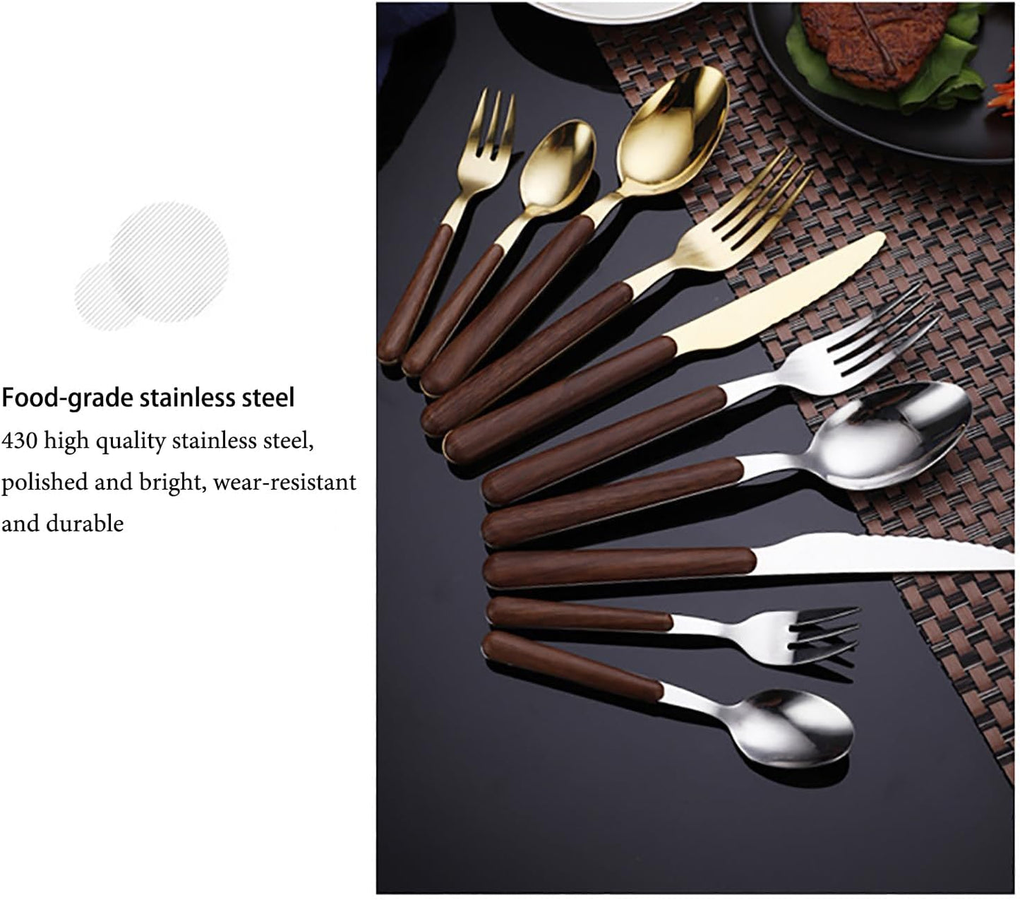 Eleganza - Stainless Steel Wood-Handle Flatware Set