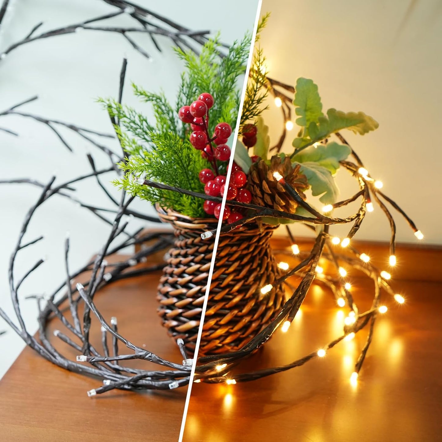 Twilight Rattan Lights - LED String for Holiday & Room Decor