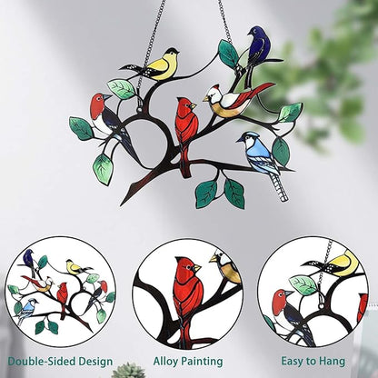 AeroChirp - Six-Bird Metal Window Pendant Decor