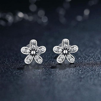 Dazzling Daisy Stud Earrings – 925 Sterling Silver CZ Jewelry