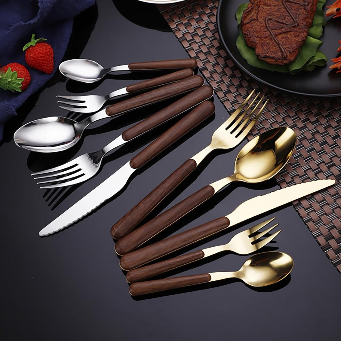 Eleganza - Stainless Steel Wood-Handle Flatware Set