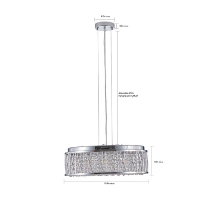 Lustrella - Modern Crystal Pendant Ceiling Light, 18.9-Inch Flush Mount