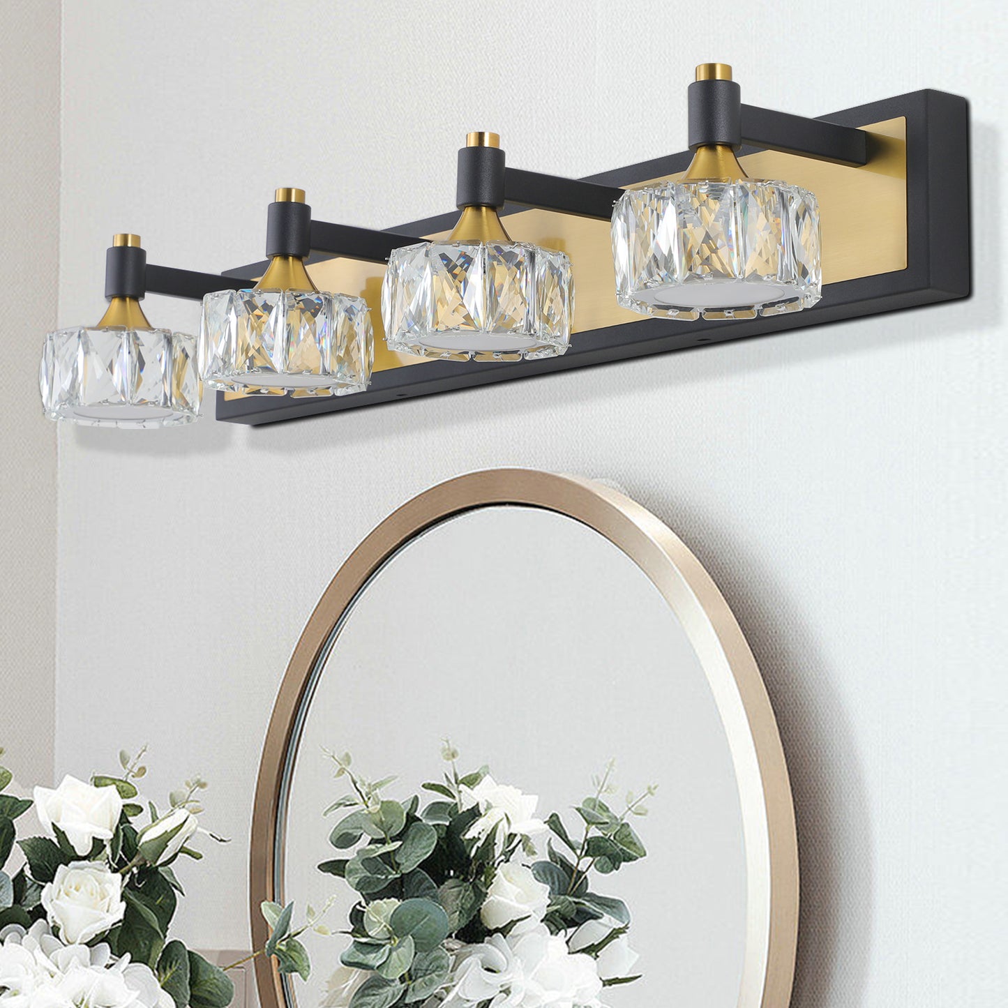 LustraGlow - 4-Light Crystal Vanity Fixture