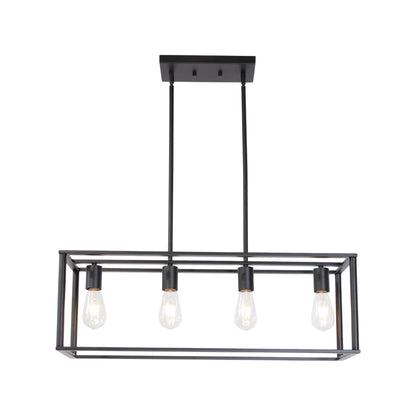 Luminova - 4-Light Black Industrial Pendant Chandelier