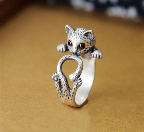 Cat Knocking Rings Adjustable Cat Ring with Vintage Design - Hypoallergenic Jewelry ...