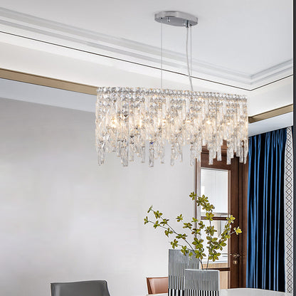 Oval Crystal Pendant Light, Modern Ceiling Fixture