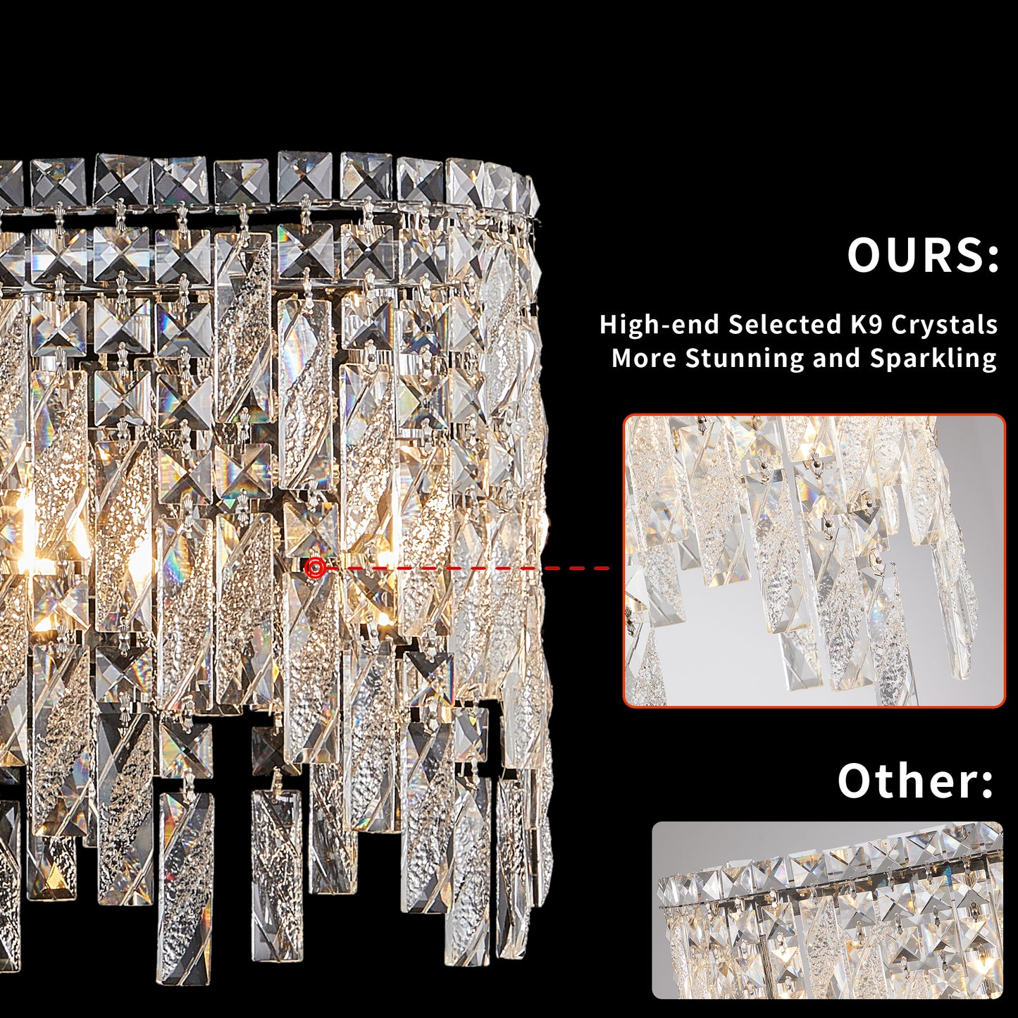 Oval Crystal Pendant Light, Modern Ceiling Fixture