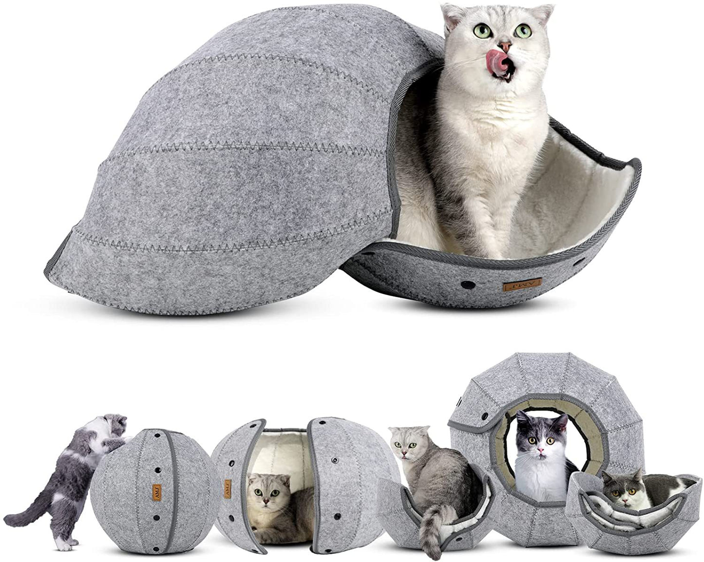 PurrHaven - Foldable Cat Cave & Tunnel Bed