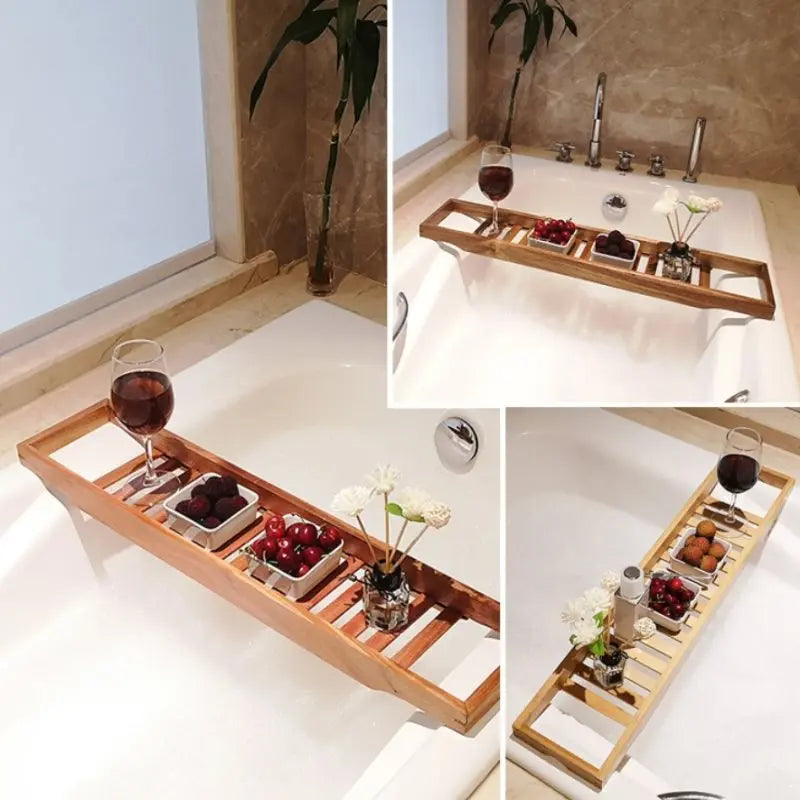 BambooBath Caddy - Extendable Bamboo Bathtub Shelf