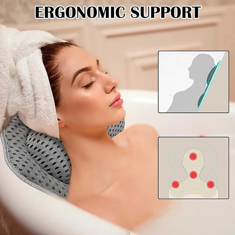 BathEase Ultra Soft 3D Bath Pillow – Neck & Back Support