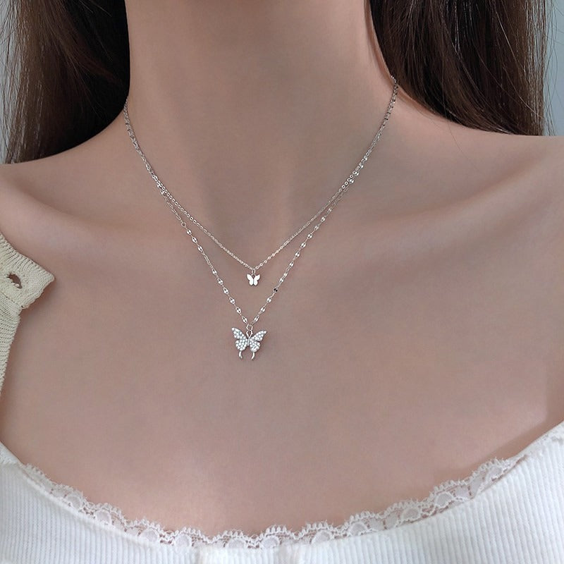 Lunaris - Double Layer Butterfly Necklace