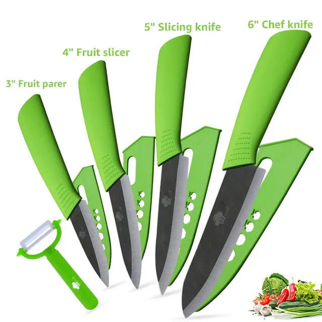 ZenChef Ceramic Knife Set - Kitchen Knives with White Zirconia Blades