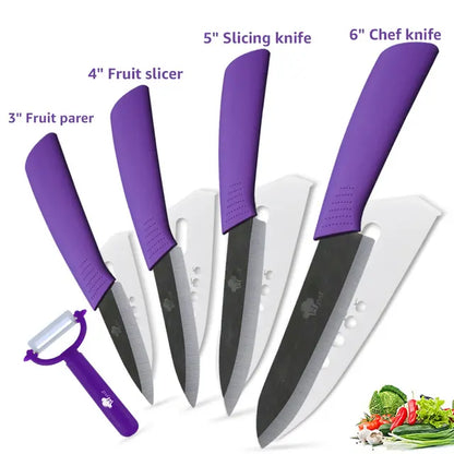 ZenChef Ceramic Knife Set - Kitchen Knives with White Zirconia Blades