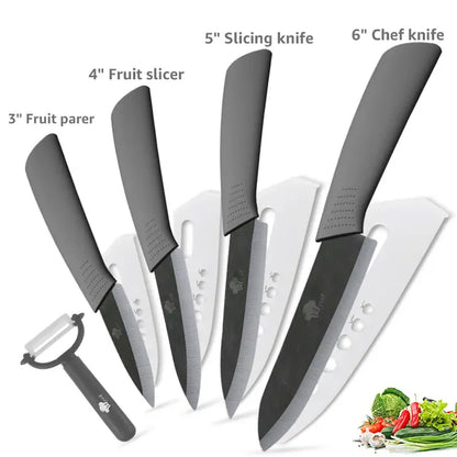 ZenChef Ceramic Knife Set - Kitchen Knives with White Zirconia Blades