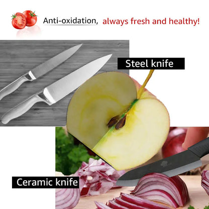 ZenChef Ceramic Knife Set - Kitchen Knives with White Zirconia Blades