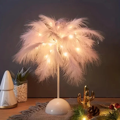 LunaGlow - Feather Table Lamp with Warm LED Light