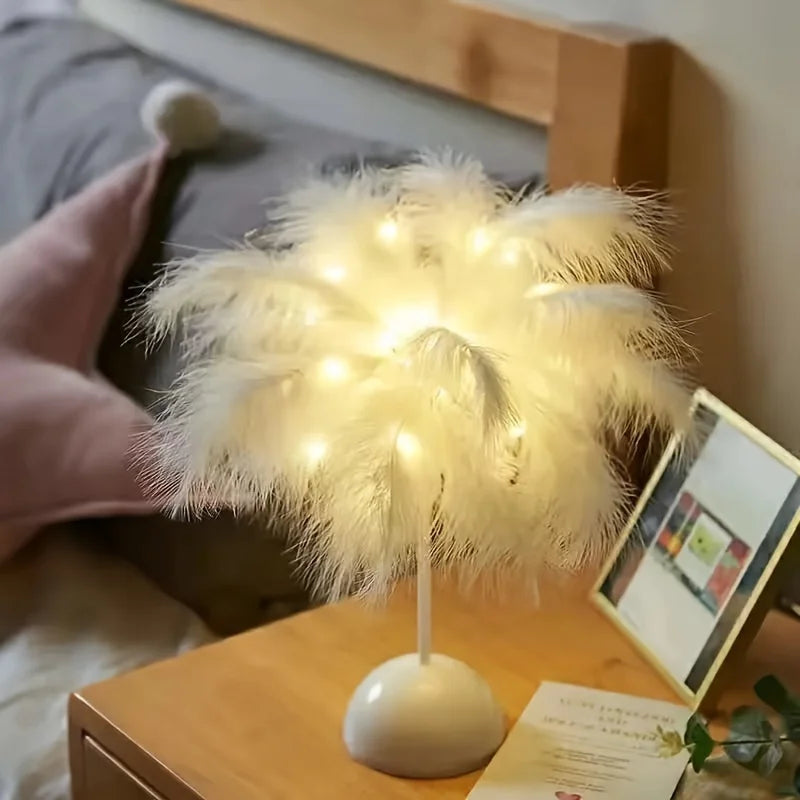 LunaGlow - Feather Table Lamp with Warm LED Light