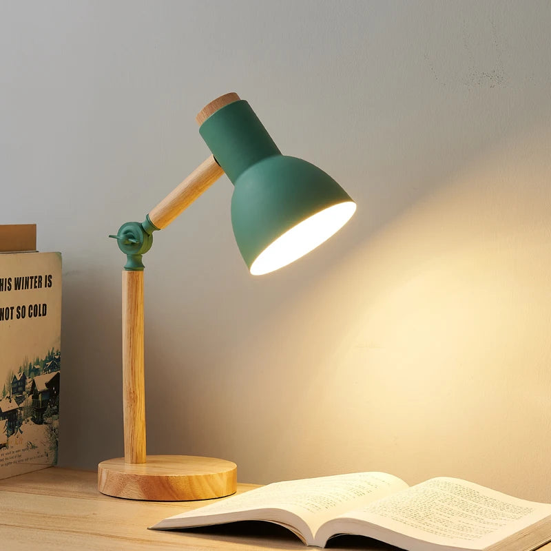 Nordique Lamp - Adjustable Wooden LED Desk Light for Study & Bedroom