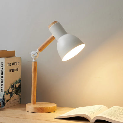 Nordique Lamp - Adjustable Wooden LED Desk Light for Study & Bedroom