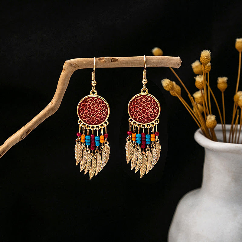 Aurora - Boho Dream Catcher Feather Earrings