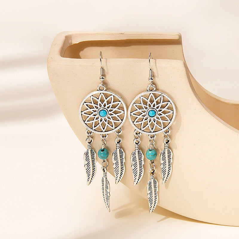 Aurora - Boho Dream Catcher Feather Earrings