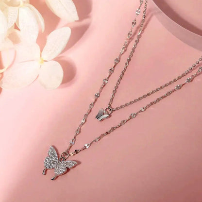 Lunaris - Double Layer Butterfly Necklace