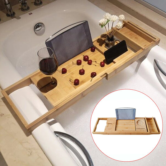 BathEase Tray - Extendable Bamboo Bathtub Organizer