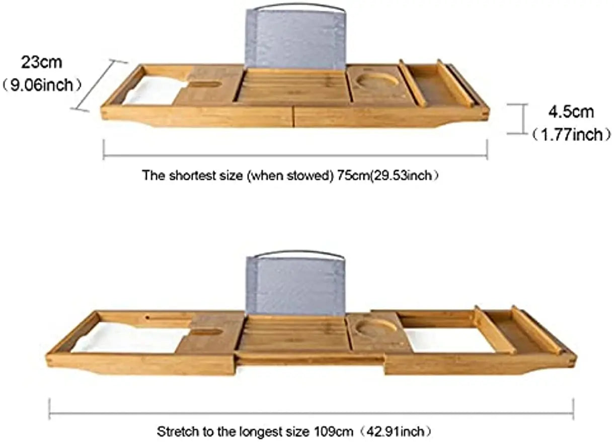 BathEase Tray - Extendable Bamboo Bathtub Organizer