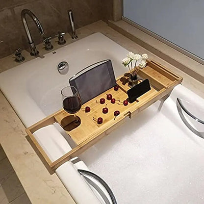 BathEase Tray - Extendable Bamboo Bathtub Organizer