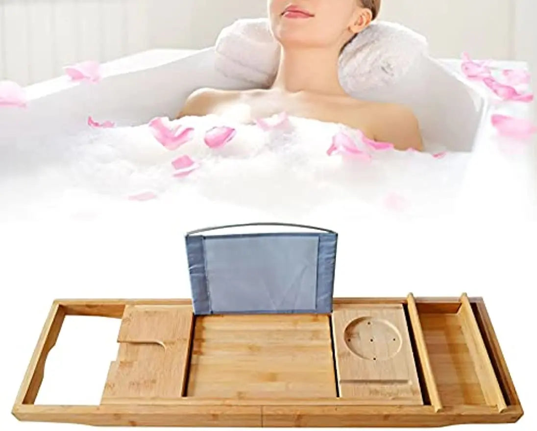 BathEase Tray - Extendable Bamboo Bathtub Organizer