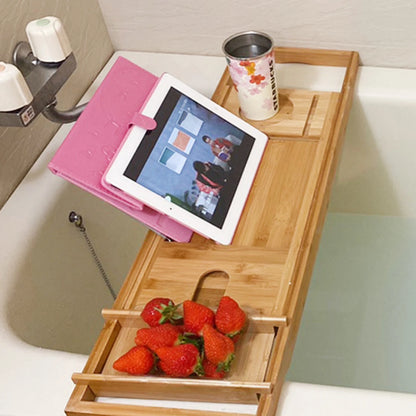 BathEase Tray - Extendable Bamboo Bathtub Organizer