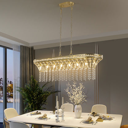 Lustreva - Modern Champagne Gold Oval Crystal Chandelier