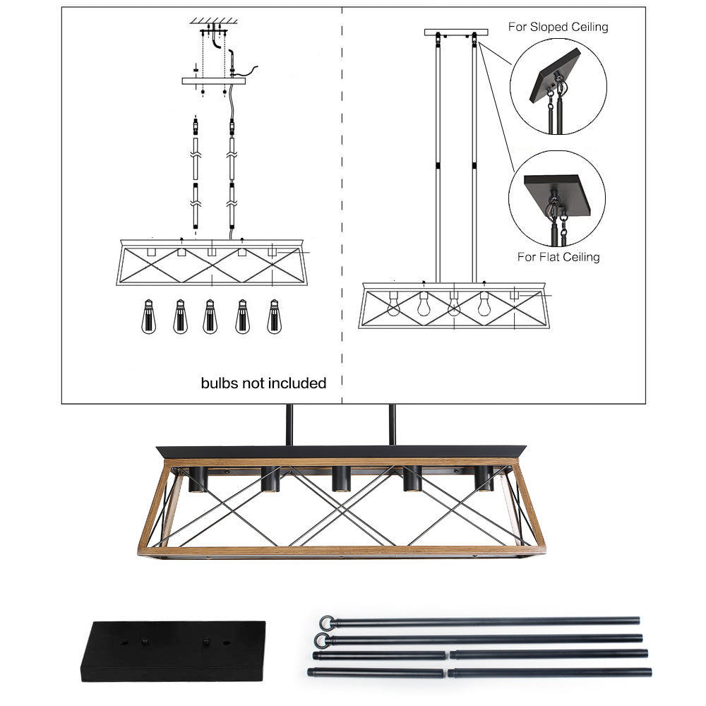 Rustique - Farmhouse 5-Bulb Walnut Chandelier