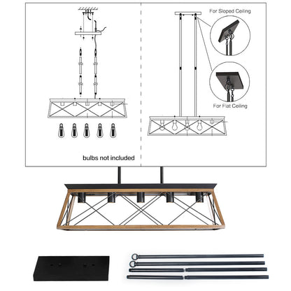 Rustique - Farmhouse 5-Bulb Walnut Chandelier