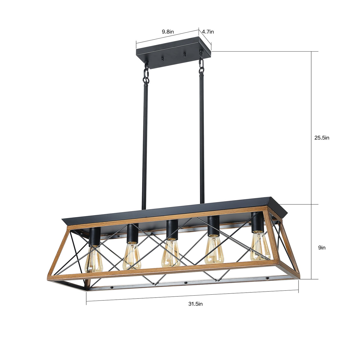 Rustique - Farmhouse 5-Bulb Walnut Chandelier