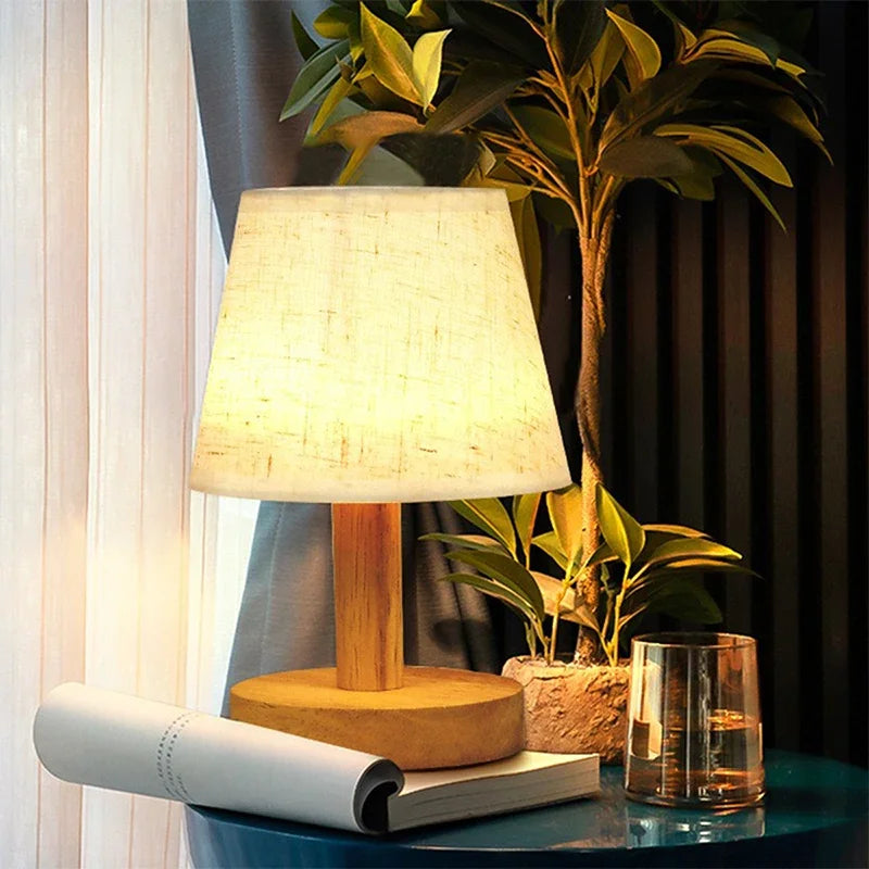 ZenGlow Fabric Table Lamp - LED USB Bedside Light