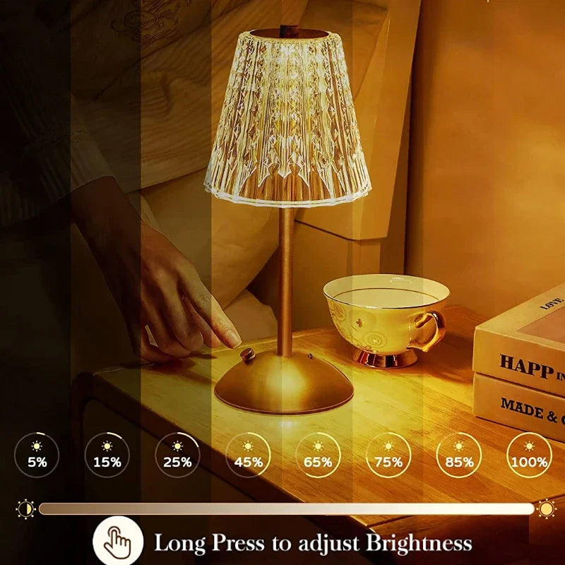 LuxeGlow Touch Lamp - Rechargeable LED Night Light