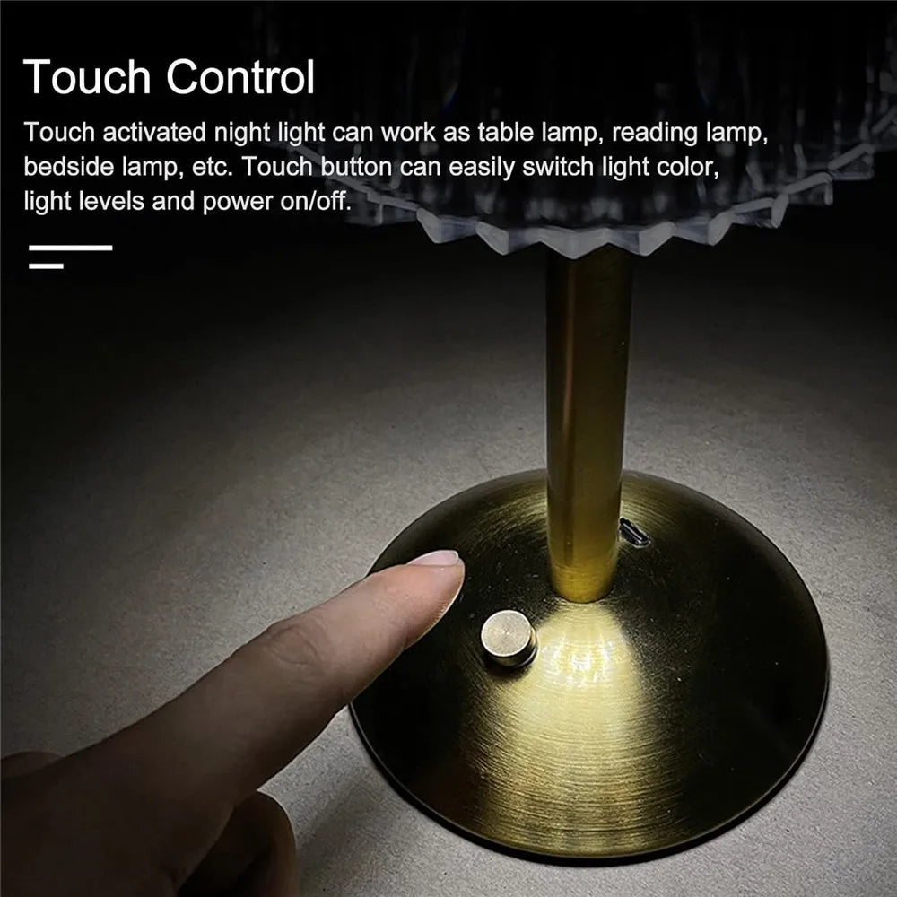 LuxeGlow Touch Lamp - Rechargeable LED Night Light