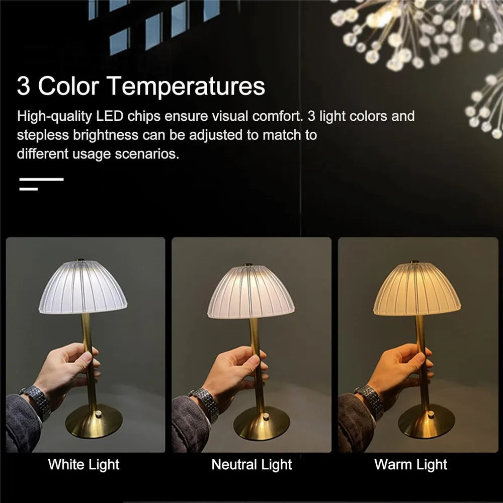 LuxeGlow Touch Lamp - Rechargeable LED Night Light