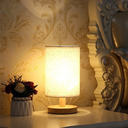 Lumora - Modern LED Bedside Table Lamp with Fabric Shade, Dimmable USB Plug