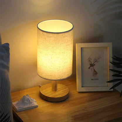 Lumora - Modern LED Bedside Table Lamp with Fabric Shade, Dimmable USB Plug