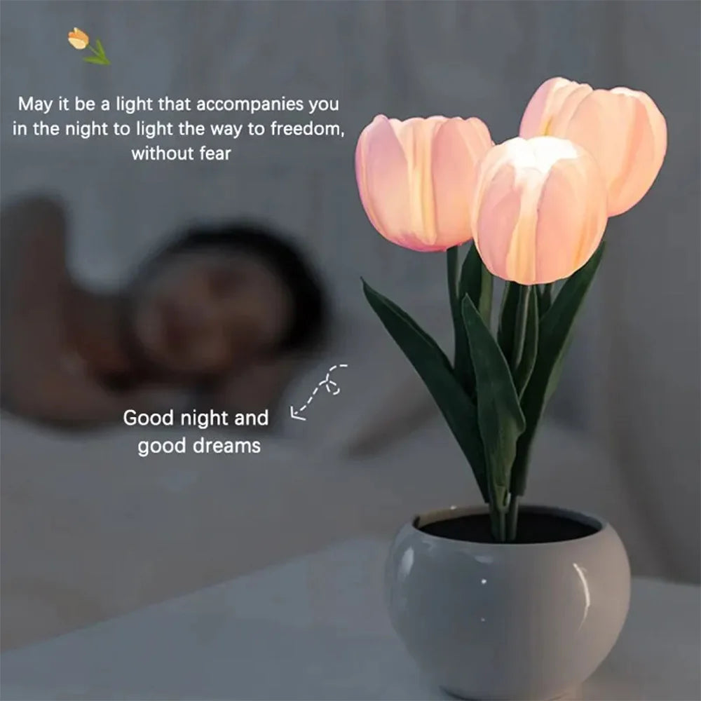 BlossomGlow LED Tulip Lamp - Decorative Flower Night Light