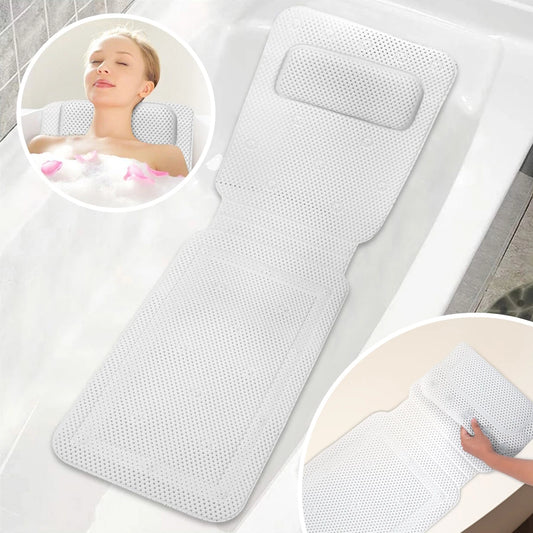 AquaLuxe Full Body Bath Cushion - Non-Slip Spa Pillow with Suction Cups