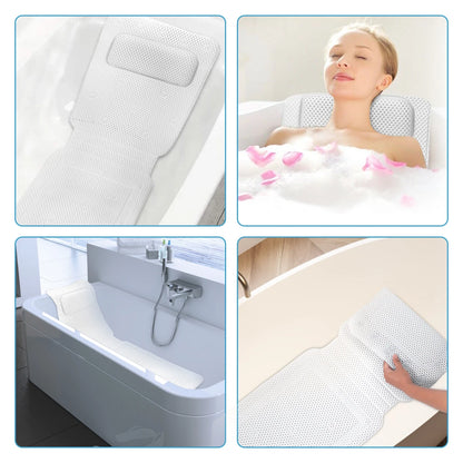 AquaLuxe Full Body Bath Cushion - Non-Slip Spa Pillow with Suction Cups