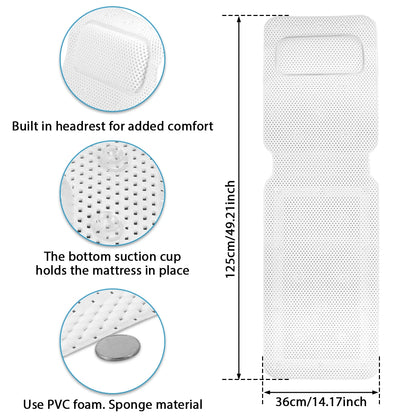 AquaLuxe Full Body Bath Cushion - Non-Slip Spa Pillow with Suction Cups