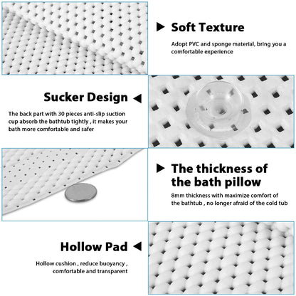 AquaLuxe Full Body Bath Cushion - Non-Slip Spa Pillow with Suction Cups