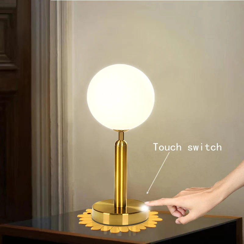 GlowSphere - Nordic Glass Ball Desk Lamp