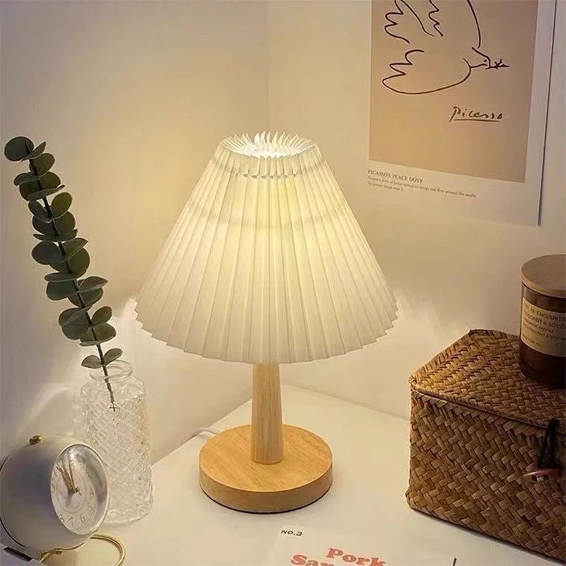 NordGlow Pleated Table Lamp - USB-Powered Foldable Night Light