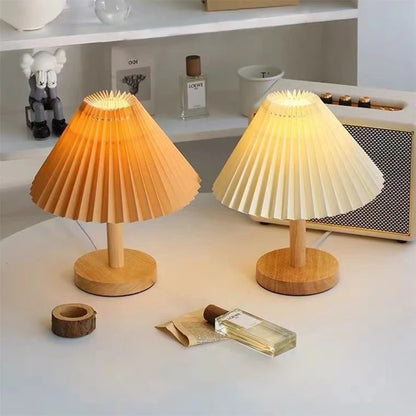 NordGlow Pleated Table Lamp - USB-Powered Foldable Night Light